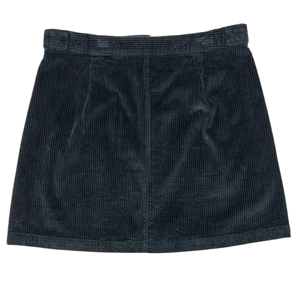Madewell NEW Black Corduroy Button Front Mini Skirt Dark Academia Retro Size 14 - Picture 3 of 8